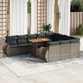 Garden sofa set 11 pieces and gray synthetic rattan cushions by , Garden sets - Ref: Foro24-3327315, Price: 770,00 €, Discoun...
