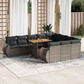 Gartensofagarnitur 11-teilig mit grauen Kissen aus synthetischem Rattan. von , Gartensets - Ref: Foro24-3327315, Preis: 768,4...