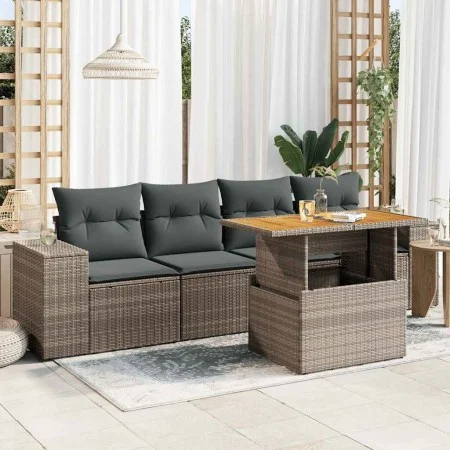 Garden sofa set with 5-piece synthetic rattan gray cushions by , Garden sets - Ref: Foro24-3327322, Price: 369,27 €, Discount: %