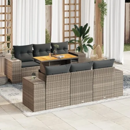 7-piece garden sofa set with gray synthetic rattan cushions by , Garden sets - Ref: Foro24-3327336, Price: 533,22 €, Discount: %