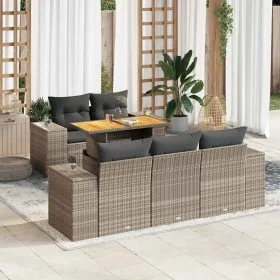 Gartenmöbel-Set 6-teilig mit grauen Polstern aus synthetischem Rattan von , Gartensets - Ref: Foro24-3327329, Preis: 480,44 €...