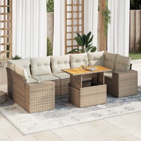 Garden sofa set with 8 pieces of synthetic beige rattan and cushions. by , Garden sets - Ref: Foro24-3327348, Price: 608,15 €...