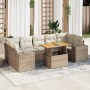 Garden sofa set with 8 pieces of synthetic beige rattan and cushions. by , Garden sets - Ref: Foro24-3327348, Price: 597,45 €...