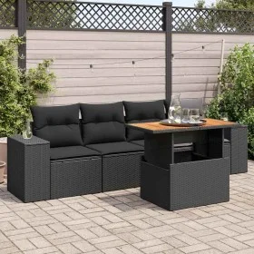 Set de muebles de jardín 5 pzas y cojines ratán sintético negro de , Conjuntos de jardín - Ref: Foro24-3327317, Precio: 388,2...