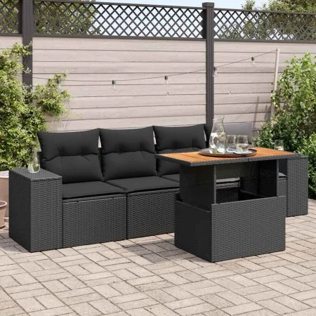 5-piece garden furniture set with black synthetic rattan cushions by , Garden sets - Ref: Foro24-3327317, Price: 388,22 €, Di...