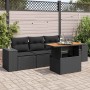 Set de muebles de jardín 5 pzas y cojines ratán sintético negro de , Conjuntos de jardín - Ref: Foro24-3327317, Precio: 376,64 €