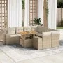 Garden sofa set with 9-piece synthetic rattan beige cushions. by , Garden sets - Ref: Foro24-3327355, Price: 703,29 €, Discou...
