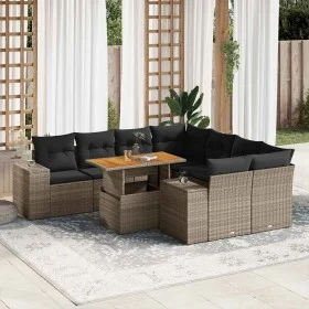 Set de sofás de jardín con cojines 9 pzas ratán sintético gris de , Conjuntos de jardín - Ref: Foro24-3327357, Precio: 615,30...