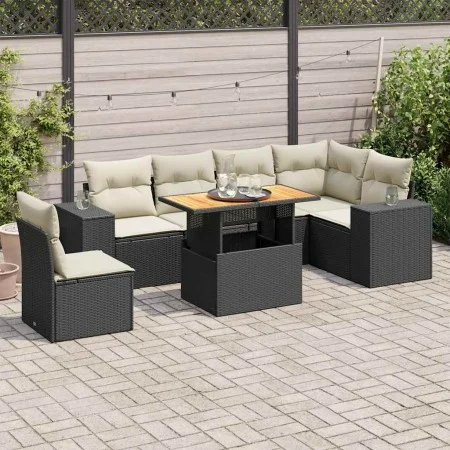 7-piece garden sofa set with black synthetic rattan cushions by , Garden sets - Ref: Foro24-3327381, Price: 478,35 €, Discoun...