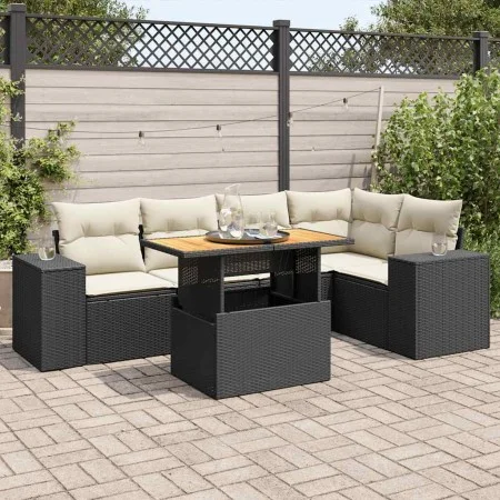 6-piece garden sofa set with black synthetic rattan cushions by , Garden sets - Ref: Foro24-3327374, Price: 431,72 €, Discoun...