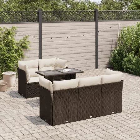 Set of 6 garden sofas and brown synthetic rattan cushions by , Garden sets - Ref: Foro24-3326104, Price: 481,57 €, Discount: %