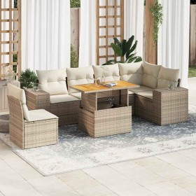 Garden set with 7 pieces of sofas and beige synthetic rattan cushions. by , Garden sets - Ref: Foro24-3327383, Price: 566,41 ...