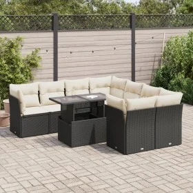 Garden sofa set with 9-piece black synthetic rattan cushions by , Garden sets - Ref: Foro24-3326127, Price: 586,57 €, Discoun...