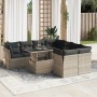 Gartensofagarnitur mit 9-teiligen Kissen aus grauem Kunststoff-Rattan von , Gartensets - Ref: Foro24-3326131, Preis: 599,02 €...