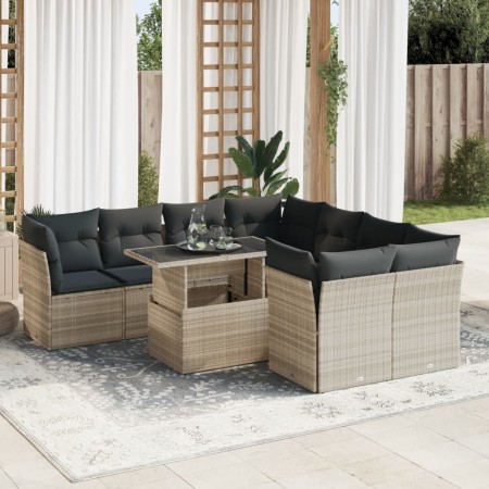 Gartenmöbel-Set 9-teilig mit Kissen aus hellem grauem Kunst-Rattan. von , Gartensets - Ref: Foro24-3326133, Preis: 671,74 €, ...