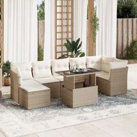 Garden sofa set with 8 pieces of synthetic beige rattan and cushions. by , Garden sets - Ref: Foro24-3326199, Price: 556,98 €...