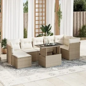 Garden sofa set with 8 pieces of synthetic beige rattan and cushions. by , Garden sets - Ref: Foro24-3326199, Price: 566,46 €...