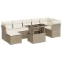 Gartensofa-Set und Kissen, 8-teilig, aus synthetischem Rattan in Beige. von , Gartensets - Ref: Foro24-3326199, Preis: 567,37...