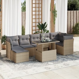 Garden sofa set with 8 pieces of synthetic beige rattan and cushions. by , Garden sets - Ref: Foro24-3326200, Price: 537,97 €...