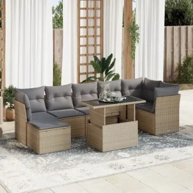 Garden sofa set with 8 pieces of synthetic beige rattan and cushions. by , Garden sets - Ref: Foro24-3326200, Price: 530,09 €...