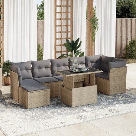 Set de sofás de jardín y cojines 8 piezas ratán sintético beige de , Conjuntos de jardín - Ref: Foro24-3326200, Precio: 537,3...