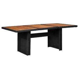 Mesa de comedor de jardín ratán sintético negro 200x100x74 cm