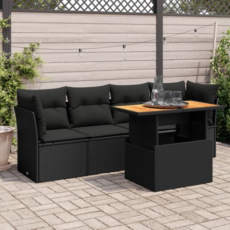 5-piece garden furniture set with black synthetic rattan cushions by , Garden sets - Ref: Foro24-3326876, Price: 370,95 €, Di...