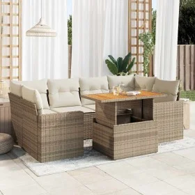 Garden set with 7 pieces of sofas and beige synthetic rattan cushions. by , Garden sets - Ref: Foro24-3327005, Price: 548,84 ...