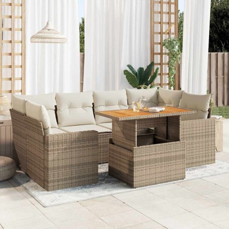 Garden set with 7 pieces of sofas and beige synthetic rattan cushions. by , Garden sets - Ref: Foro24-3327005, Price: 562,44 ...