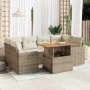 Set sofás de jardín 7 piezas y cojines ratán sintético beige de , Conjuntos de jardín - Ref: Foro24-3327005, Precio: 548,84 €...