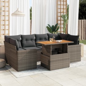 7-piece garden sofa set with gray synthetic rattan cushions by , Garden sets - Ref: Foro24-3327007, Price: 495,92 €, Discount: %