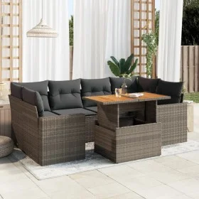 Gartensofagarnitur 7-teilig mit grauen Polstern aus synthetischem Rattan von , Gartensets - Ref: Foro24-3327007, Preis: 489,3...