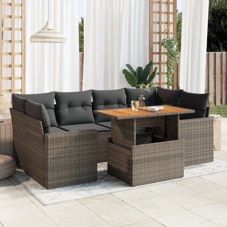 7-piece garden sofa set with gray synthetic rattan cushions by , Garden sets - Ref: Foro24-3327007, Price: 495,92 €, Discount: %