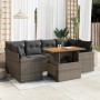 7-piece garden sofa set with gray synthetic rattan cushions by , Garden sets - Ref: Foro24-3327007, Price: 495,92 €, Discount: %