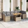 Garden sofa set with 8 pieces of synthetic beige rattan and cushions. by , Garden sets - Ref: Foro24-3327013, Price: 590,81 €...
