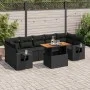 Garden sofa set with 8 pieces of black synthetic rattan and cushions. by , Garden sets - Ref: Foro24-3327121, Price: 580,46 €...