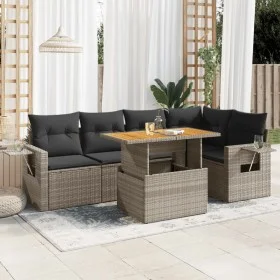 Gartenmöbel-Set 6-teilig mit grauen Polstern aus synthetischem Rattan von , Gartensets - Ref: Foro24-3327154, Preis: 433,53 €...