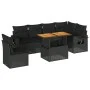 Gartensofa-Set, 7-teilig, mit schwarzen Polstern aus synthetischem Rattan von , Gartensets - Ref: Foro24-3327156, Preis: 529,...