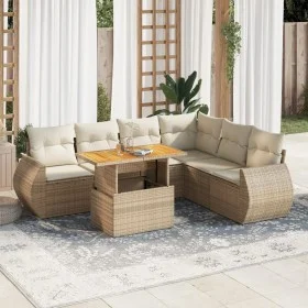 Garden set with 7 pieces of sofas and beige synthetic rattan cushions. by , Garden sets - Ref: Foro24-3327271, Price: 567,30 ...