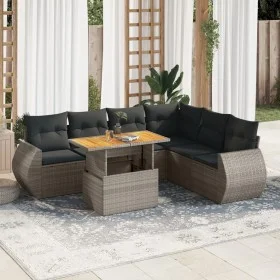 7-piece garden sofa set with gray synthetic rattan cushions by , Garden sets - Ref: Foro24-3327273, Price: 493,63 €, Discount: %