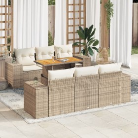 Gartensofagarnitur 7-teilig mit Kissen aus synthetischem Rattan in Beige. von , Gartensets - Ref: Foro24-3327334, Preis: 636,...