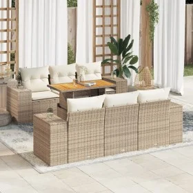Set sofás de jardín 7 piezas y cojines ratán sintético beige de , Conjuntos de jardín - Ref: Foro24-3327334, Precio: 656,86 €...