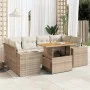 Garden set with 7 pieces of sofas and beige synthetic rattan cushions. by , Garden sets - Ref: Foro24-3327341, Price: 588,80 ...