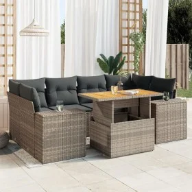 7-piece garden sofa set with gray synthetic rattan cushions by , Garden sets - Ref: Foro24-3327343, Price: 506,20 €, Discount: %