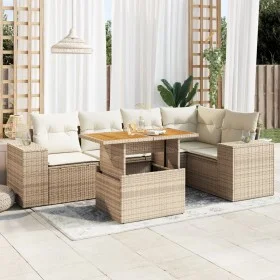 Garden sofa set with 6-piece synthetic rattan beige cushions by , Garden sets - Ref: Foro24-3327376, Price: 523,34 €, Discoun...