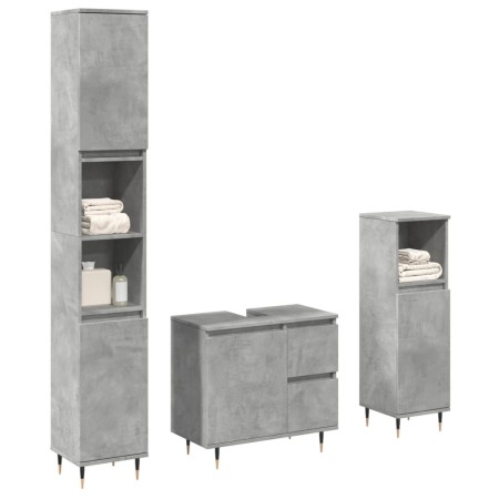Badezimmermöbel-Set, 2-teilig, aus grauem Beton-Sperrholz. von , Badezimmermöbel - Ref: Foro24-3324955, Preis: 175,21 €, Raba...