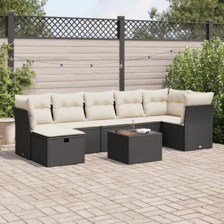 Gartensofa-Set und Kissen, 8-teilig, aus schwarzem Kunststoff-Rattan. von , Gartensets - Ref: Foro24-3325312, Preis: 471,85 €...
