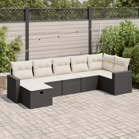 7-piece garden sofa set with black synthetic rattan cushions by , Garden sets - Ref: Foro24-3325402, Price: 411,23 €, Discoun...
