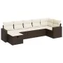 7-piece garden sofa set with brown PE rattan cushions by , Garden sets - Ref: Foro24-3325409, Price: 449,55 €, Discount: %