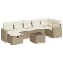 Garden sofa set with 8 pieces of synthetic beige rattan and cushions. by , Garden sets - Ref: Foro24-3325414, Price: 548,63 €...